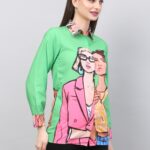 Women Printed Shirt green