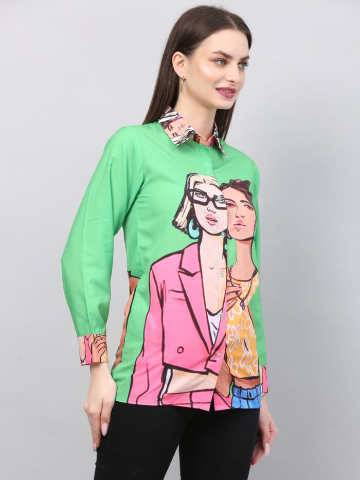 Women Printed Shirt green