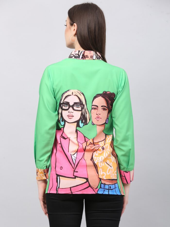Women Printed Shirt green