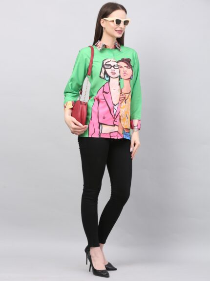 Women Printed Shirt green