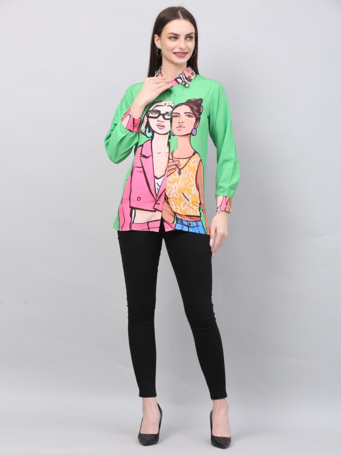 Women Printed Shirt green
