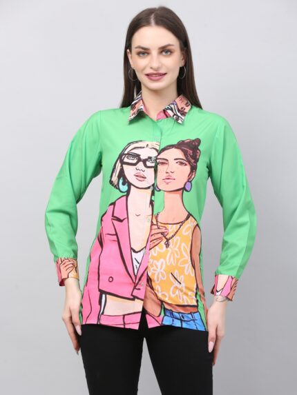 Women Printed Shirt green