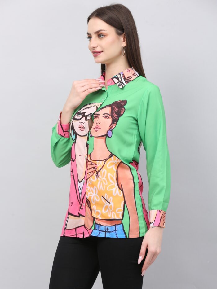 Women Printed Shirt green