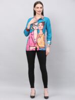 Women Printed Shirt Petrol
