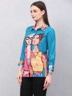 Women Printed Shirt Petrol