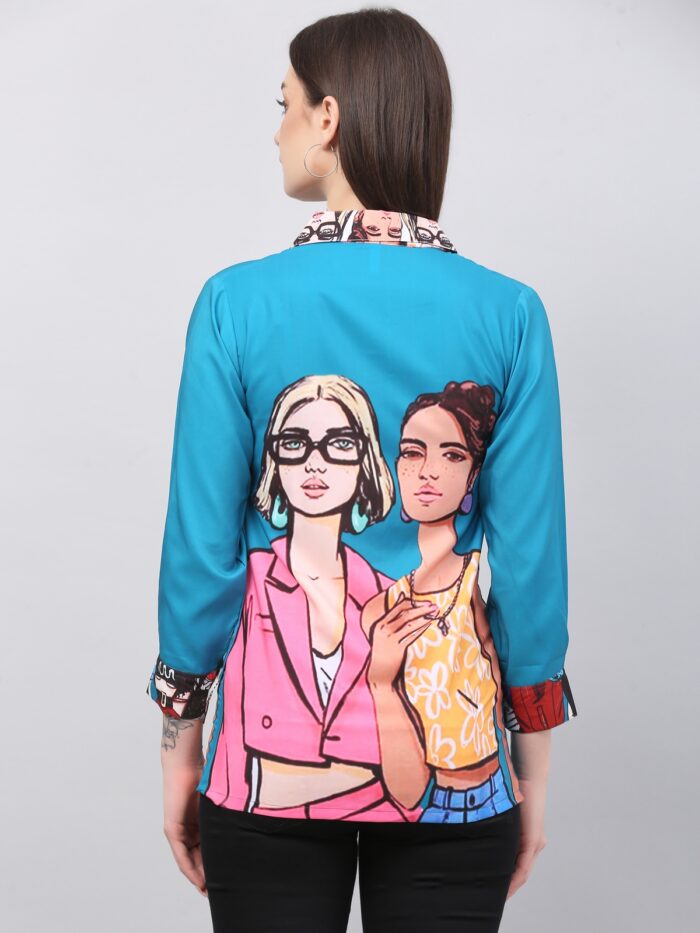 Women Printed Shirt Petrol