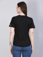 Women Solid Round Neck Polyester Black T-Shirt
