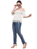 Buy-Bardot-Top-Online-in-India-Checked-Off-Shoulder-Crop-Top