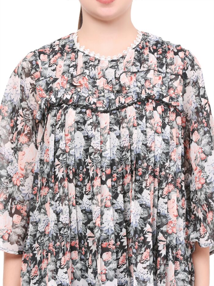 Flower Women Tops Black