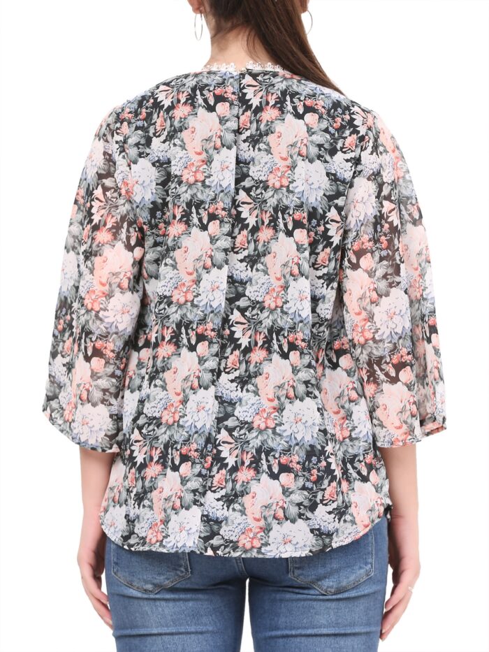 Flower Women Tops Black