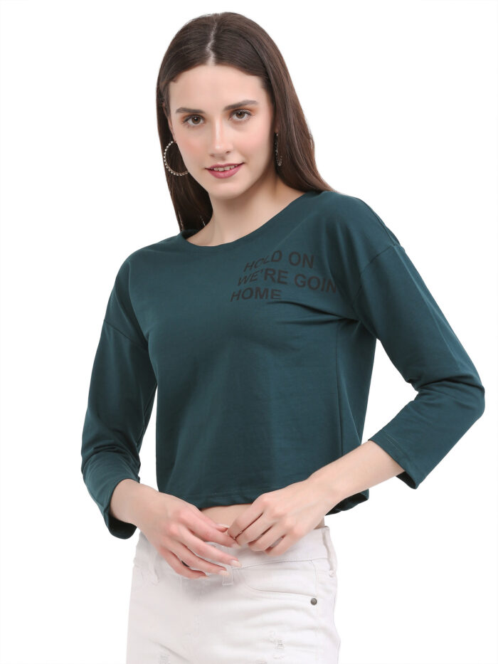 Crop T Shirt For Women Green