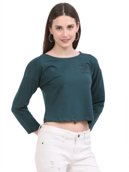 Crop T Shirt For Women Green