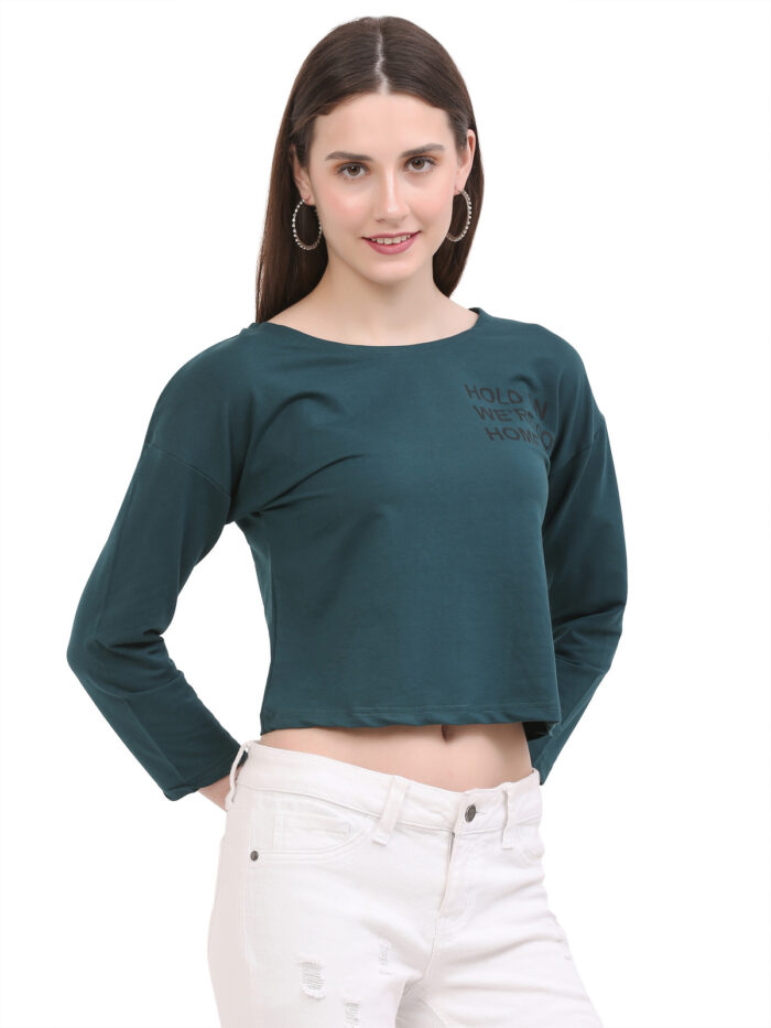Crop T Shirt For Women Green