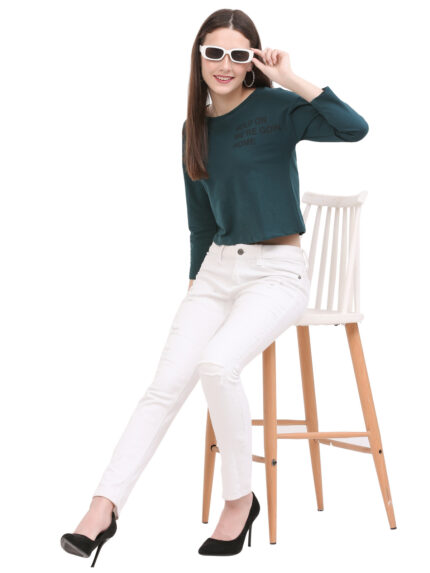 Crop T Shirt For Women Green