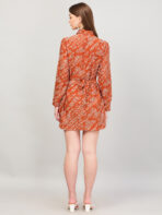 Women A Line Printed Peach Dress