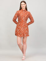 Women A Line Printed Peach Dress