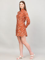 Women A Line Printed Peach Dress