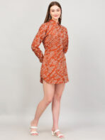 Women A Line Printed Peach Dress