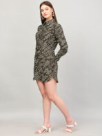 Women A Line Printed Moss Green Dress