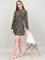 Women A Line Printed Moss Green Dress
