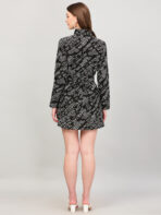 Women A Line Printed Black Dress