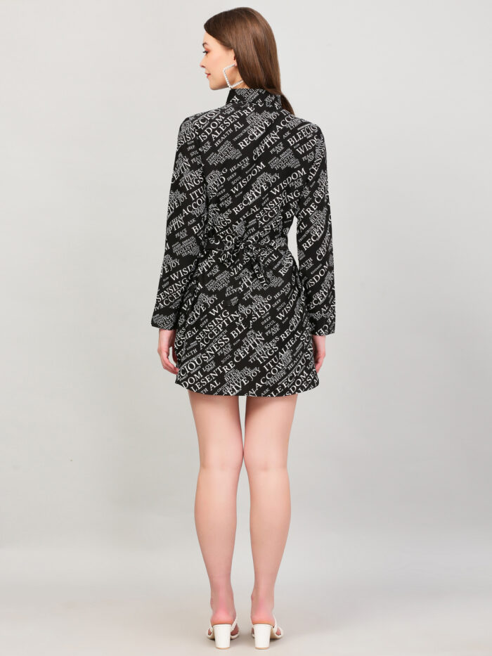 Women A Line Printed Black Dress