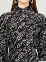 Women A Line Printed Black Dress