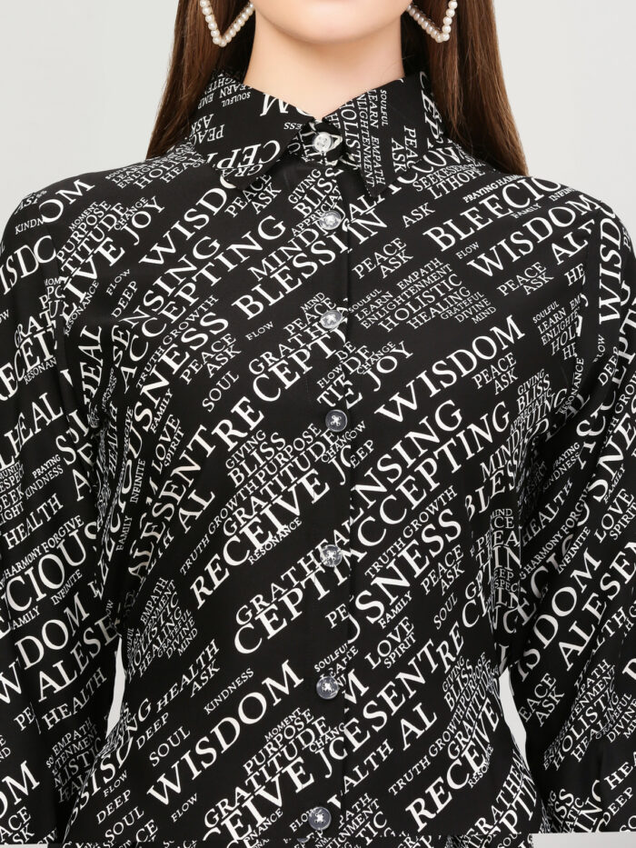 Women A Line Printed Black Dress