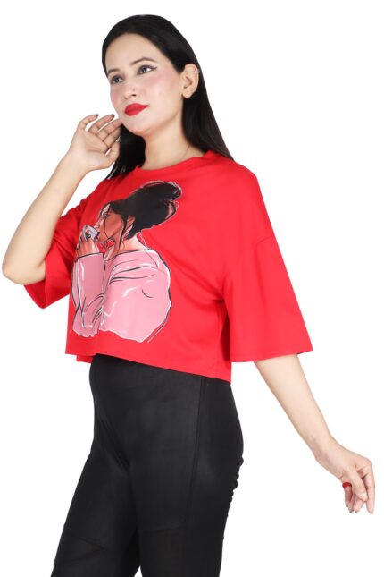 Women Crop T shirt Red