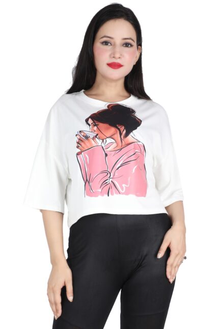 Women Crop T shirt White