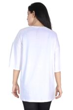 Printed Women Round Neck Loose White T-Shirt