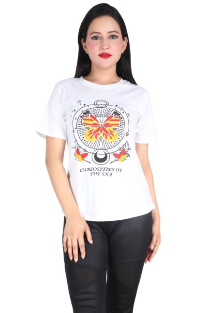 Women White Printed T-Shirt