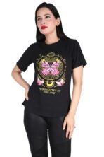 Women Black Printed T-Shirt
