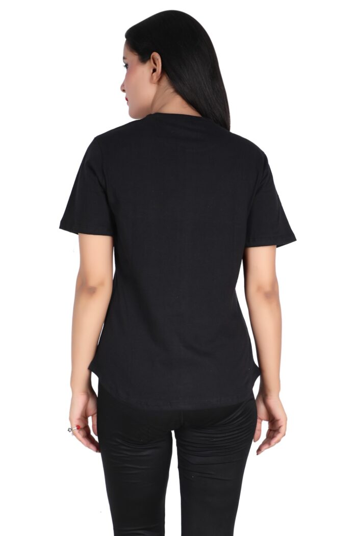 Women Black Printed T-Shirt