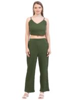 Women Moss Green Co-ords Set || 3 Piece Set