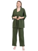 Women Moss Green Co-ords Set || 3 Piece Set