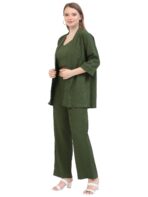 Women Moss Green Co-ords Set || 3 Piece Set