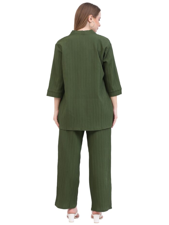 Women Moss Green Co-ords Set || 3 Piece Set