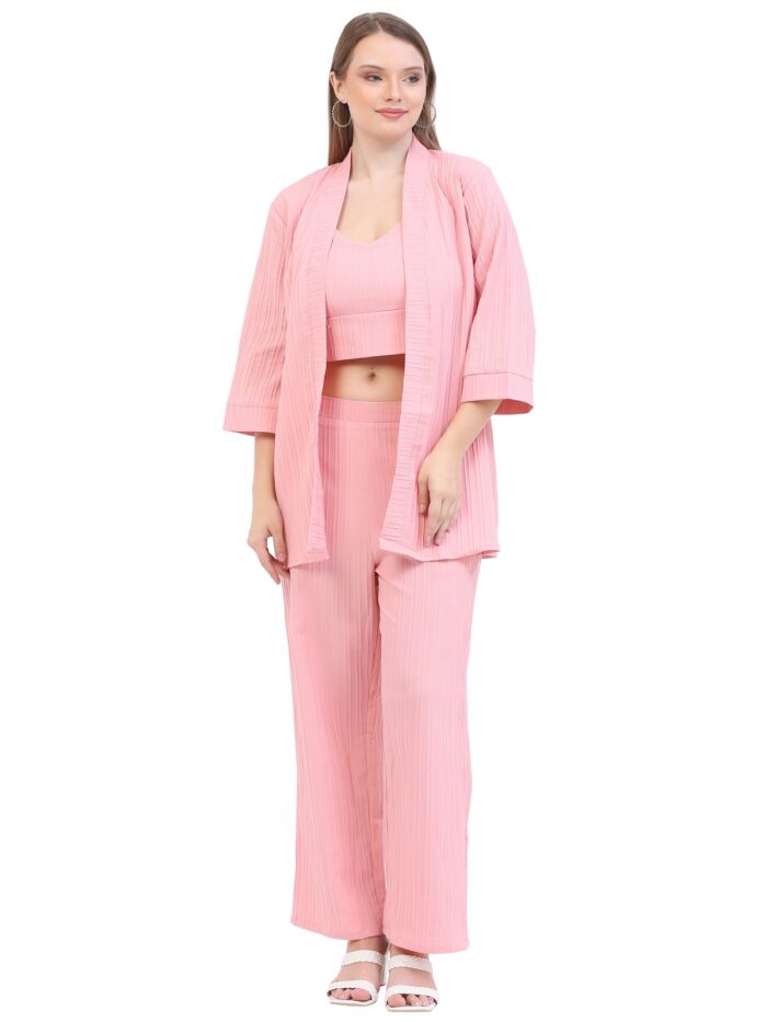 Women Peach Co-ords Set || 3 Piece Set
