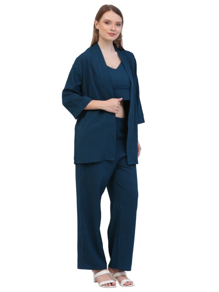 Women Bottel Green Co-ords Set || 3 Piece Set