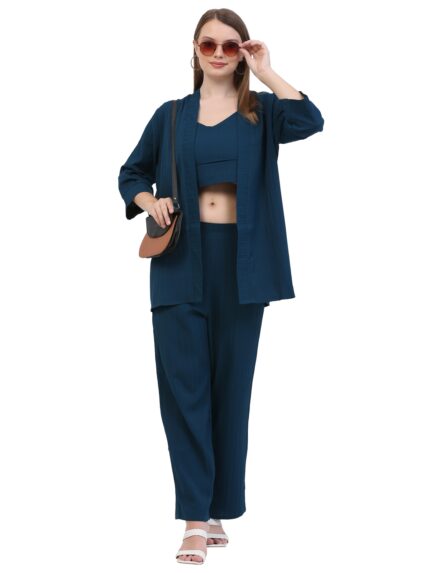 Women Bottel Green Co-ords Set || 3 Piece Set