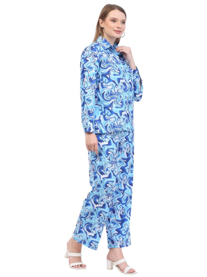 Night Suits for Women || Blue Printed Night Suit Set