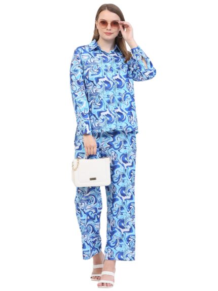 Night Suits for Women || Blue Printed Night Suit Set