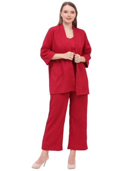 Women Pink Co-ords Set || 3 Piece Set