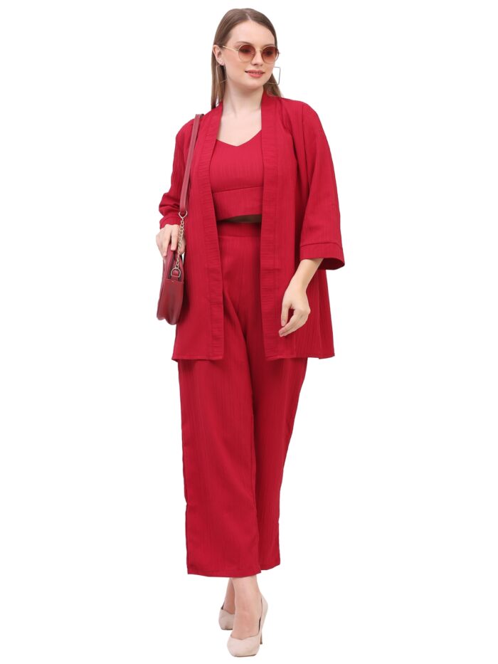 Women Pink Co-ords Set || 3 Piece Set