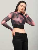 Tie And Dye Pink Multicolor Top For Women