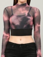 Tie And Dye Pink Multicolor Top For Women
