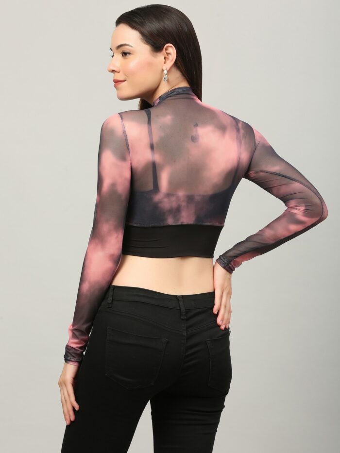 Tie And Dye Pink Multicolor Top For Women