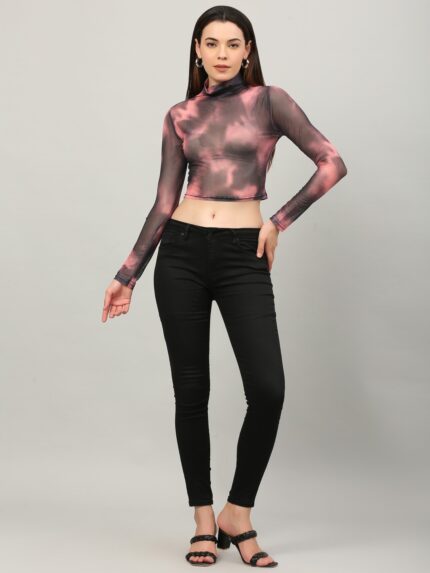 Casual Tie & Dye Women Pink Multicolor Top