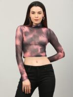 Casual Tie & Dye Women Pink Multicolor Top